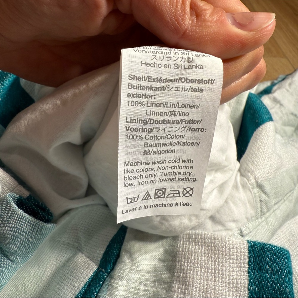 J. CREW Paper-bag linen pant in cabana stripe Turquoise Jade White Womens Size 8 - Picture 6 of 9